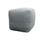 18" Blue and Beige Wool Cube Trellis Pouf Ottoman - Homeroots