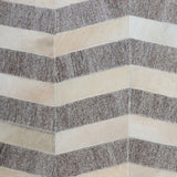 18" Gray and Beige Hair on Hide Cube Chevron Pouf Ottoman - Homeroots