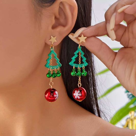 Christmas Tree Ball Drop Earrings - Trendsi - Flyclothing LLC