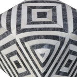 18" Dark Gray and Ivory Hair on Hide Cube Geometric Pouf Ottoman - Homeroots