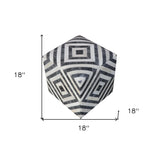18" Dark Gray and Ivory Hair on Hide Cube Geometric Pouf Ottoman