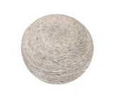 20" Gray Wool Round Ribbed Pouf Ottoman - Homeroots