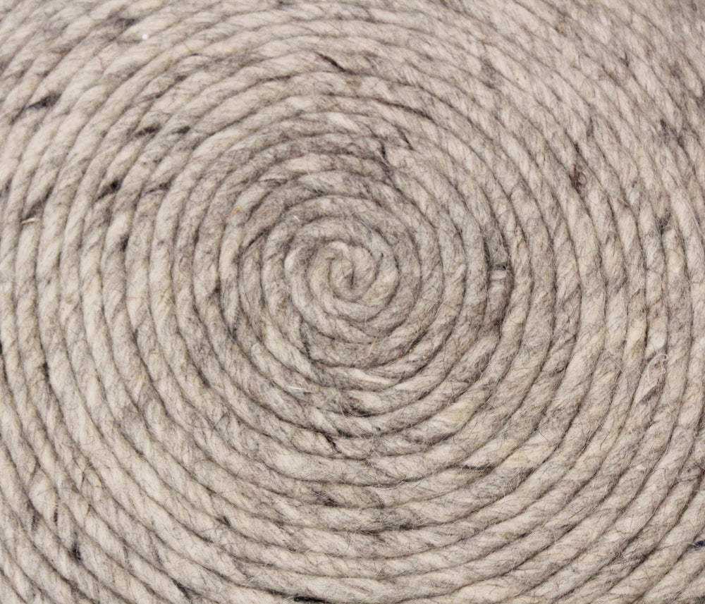 20" Gray Wool Round Ribbed Pouf Ottoman - Homeroots