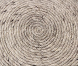 20" Gray Wool Round Ribbed Pouf Ottoman - Homeroots