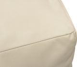 22" Ivory Leather Pouf Ottoman - Homeroots