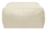 22" Ivory Leather Pouf Ottoman
