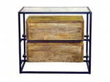 28" Natural Solid Wood and Glass Two Drawer Nightstand