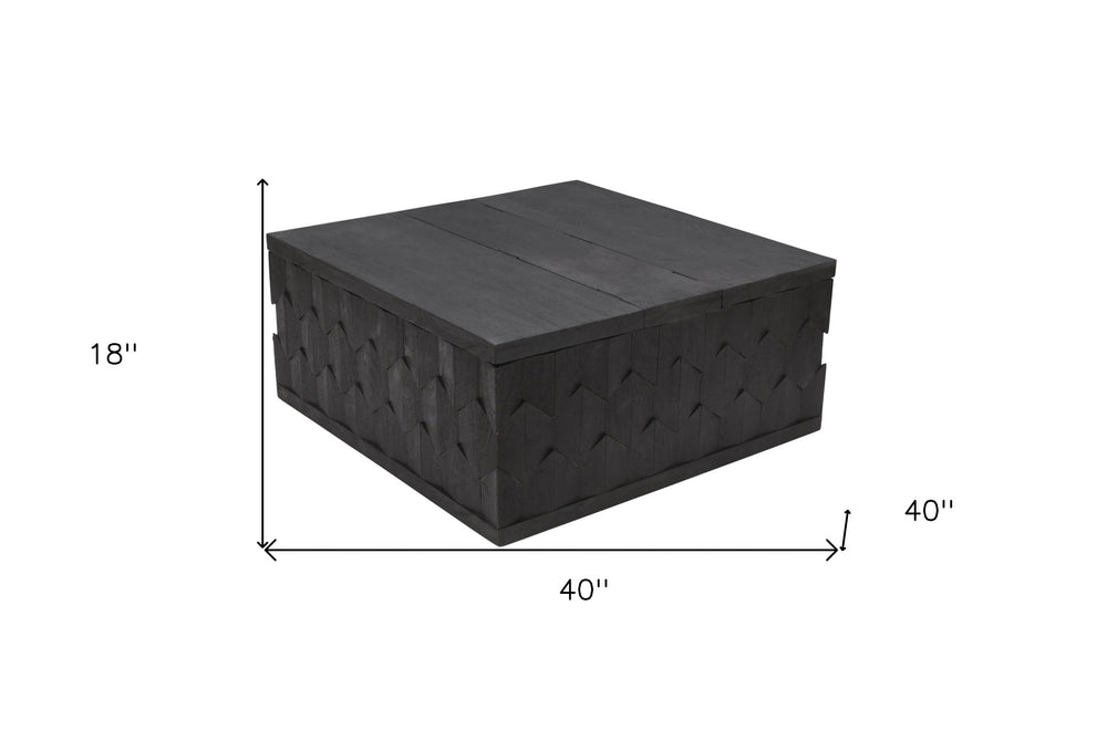 40" Dark Gray Solid Wood Square Distressed Coffee Table - Homeroots - Flyclothing LLC