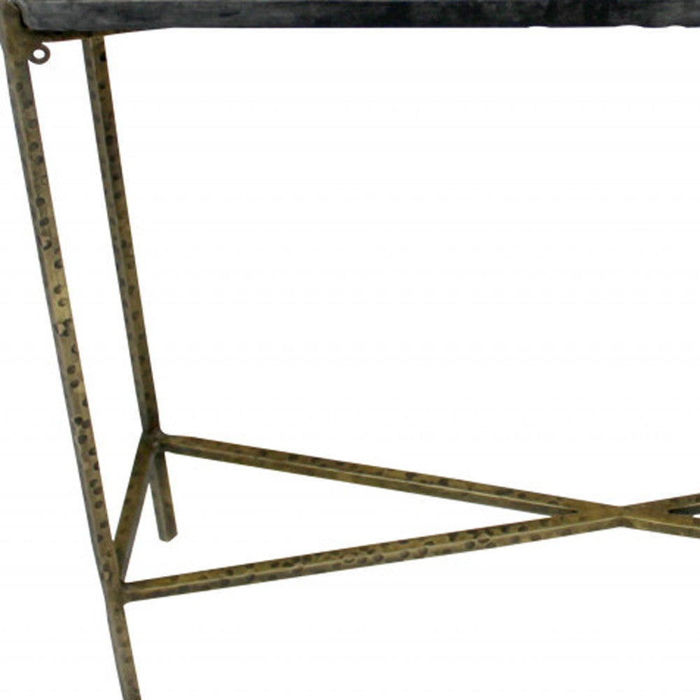 32" Black and Gold Stone Frame Console Table - Homeroots - Flyclothing LLC