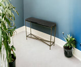 32" Black and Gold Stone Frame Console Table - Homeroots - Flyclothing LLC