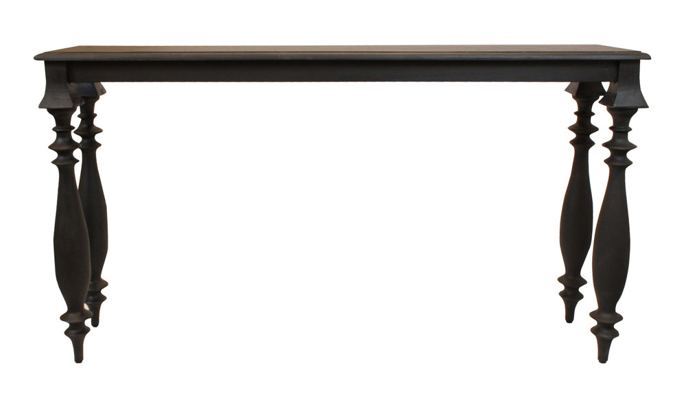 54" Black Solid Wood Distressed Console Table - Homeroots - Flyclothing LLC