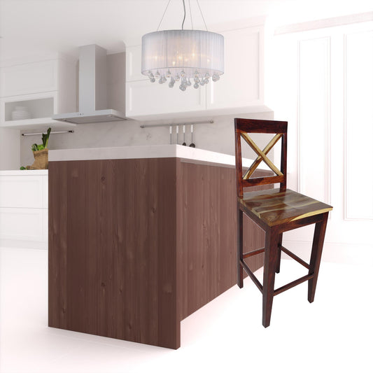30" Brown Solid Wood Bar Height Bar Chair - Homeroots