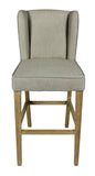 30" Gray And Brown Solid Wood Bar Height Bar Chair - Homeroots