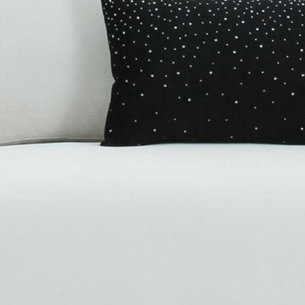 89" White Sofa And Toss Pillows With Silver Legs - Homeroots