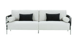 89" White Sofa And Toss Pillows With Silver Legs - Homeroots