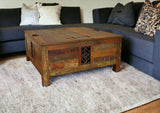 40" Rustic Brown Reclaimed Wood Square Lift Top Coffee Table - Homeroots - Flyclothing LLC