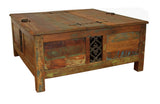 40" Rustic Brown Reclaimed Wood Square Lift Top Coffee Table - Homeroots - Flyclothing LLC