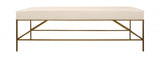 58" Ivory and Gold Upholstered Linen Bench - Homeroots