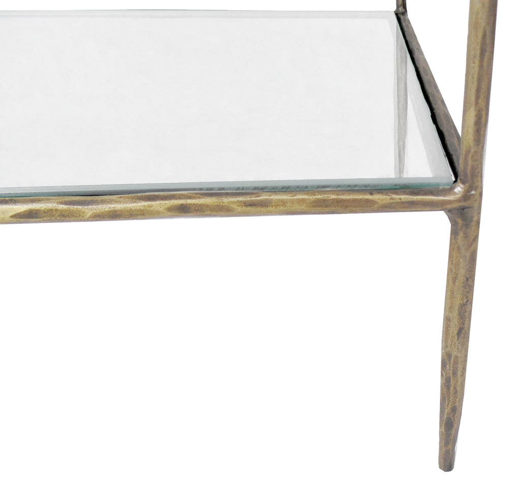 59" Brass Iron and Glass Five Tier Etagere Bookcase - Homeroots - Flyclothing LLC