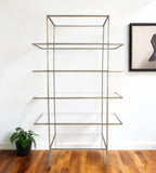 59" Brass Iron and Glass Five Tier Etagere Bookcase - Homeroots - Flyclothing LLC