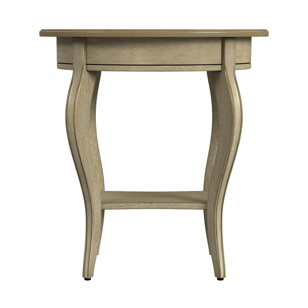 26" Beige Manufactured Wood Oval End Table With Drawer And Shelf - Homeroots - Flyclothing LLC
