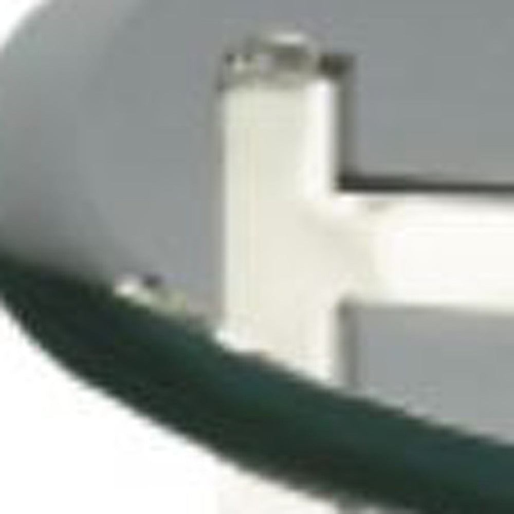 21" Silver Geo Base and Glass Round End Table - Homeroots - Flyclothing LLC