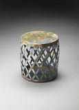 17" Rustic Blue Iron Lattice Round Top End Table - Homeroots - Flyclothing LLC