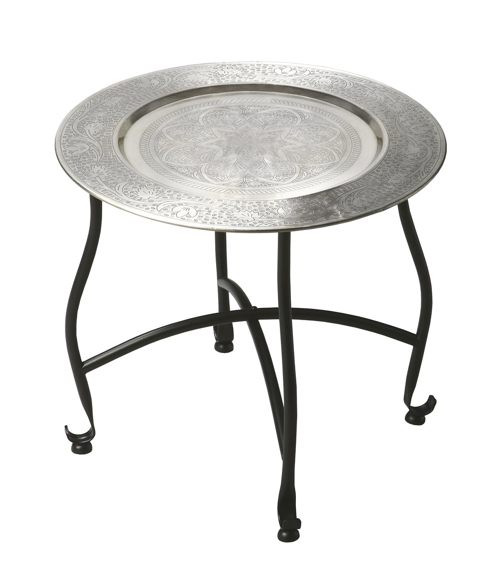 14" Black And Silver Aluminum Round End Table - Homeroots - Flyclothing LLC