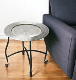 14" Black And Silver Aluminum Round End Table - Homeroots - Flyclothing LLC