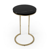 28" Black Marble Round End Table - Homeroots - Flyclothing LLC