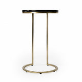 28" Black Marble Round End Table - Homeroots - Flyclothing LLC