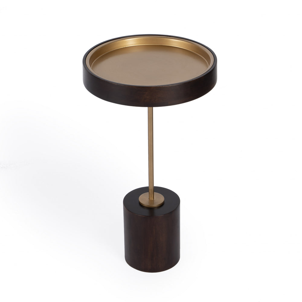 22" Black And Rosegold Solid Wood Round End Table - Homeroots - Flyclothing LLC