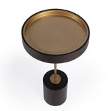 22" Black And Rosegold Solid Wood Round End Table - Homeroots - Flyclothing LLC