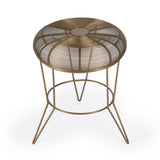 18" Antique Gold Iron Round End Table - Homeroots - Flyclothing LLC