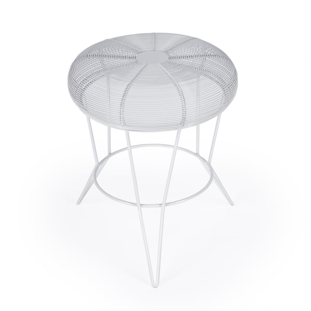 18" White Wire Round top End Table - Homeroots - Flyclothing LLC