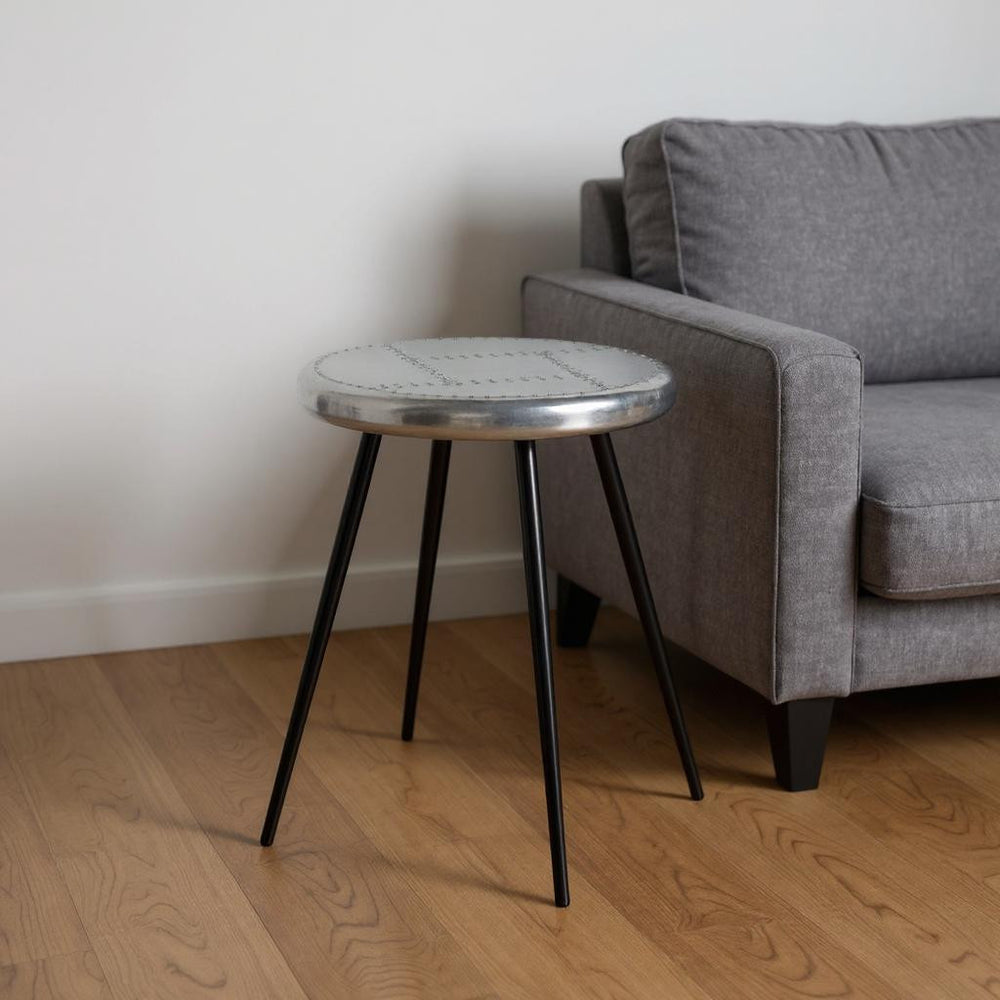 23" Silver Round End Table