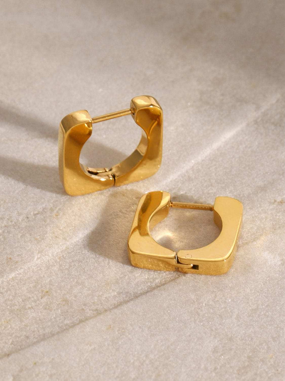 18K Gold-Plated Stainless Steel Square Earrings - Trendsi - Flyclothing LLC