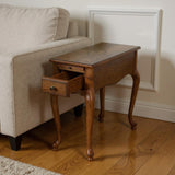 25" Brown Solid And Manufactured Wood Rectangular End Table With Drawer