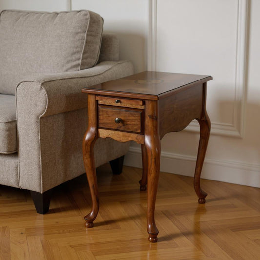 25" Brown Solid And Manufactured Wood Rectangular End Table With Drawer