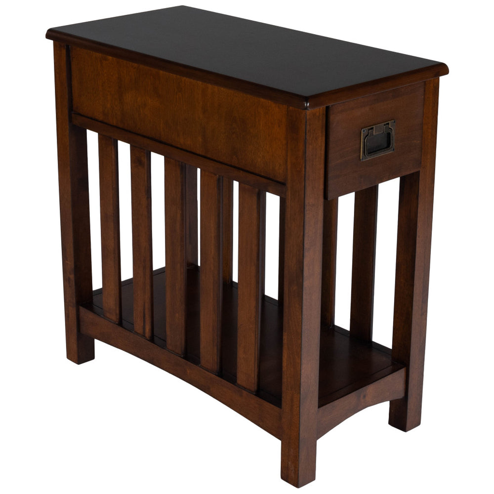 24" Dark Cherry Brown Rectangular End Table With Drawer And Shelf - Homeroots - Flyclothing LLC