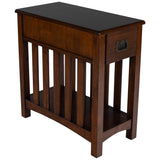 24" Dark Cherry Brown Rectangular End Table With Drawer And Shelf - Homeroots - Flyclothing LLC