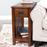 24" Dark Cherry Brown Rectangular End Table With Drawer And Shelf - Homeroots - Flyclothing LLC