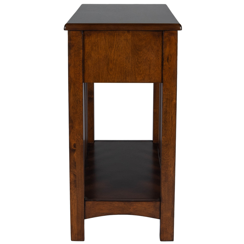 24" Dark Cherry Brown Rectangular End Table With Drawer And Shelf - Homeroots - Flyclothing LLC