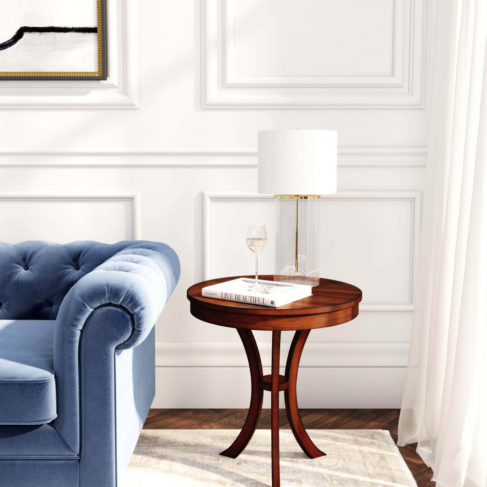 26" Medium Brown Manufactured Wood Round End Table - Homeroots