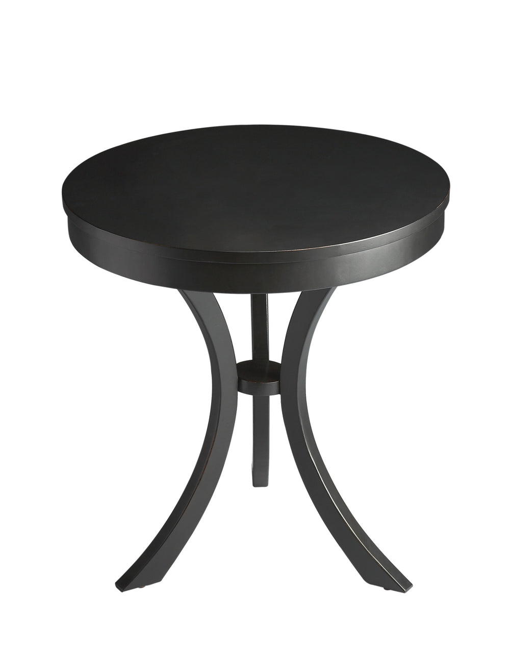 26" Black Manufactured Wood Round End Table - Homeroots