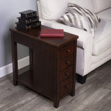 24" Dark Brown Manufactured Wood Rectangular End Table With Four Drawers And Shelf