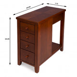 24" Medium Brown Manufactured Wood Rectangular End Table With Four Drawers And Shelf