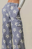 BiBi Flower Printed Side Pocket Wide Pants - Trendsi - Flyclothing LLC
