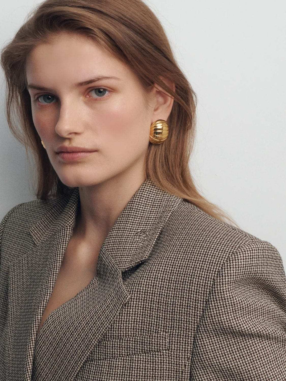 18K Gold-Plated Stainless Steel Ribbed Earrings - Trendsi - Flyclothing LLC