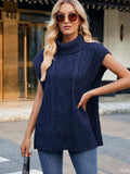 Side Slit Turtleneck Sweater Vest - Trendsi - Flyclothing LLC